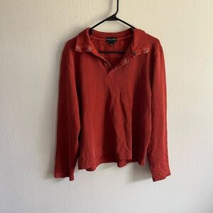 Vintage Banana Republic Rust Red Snap-Placket Pullover